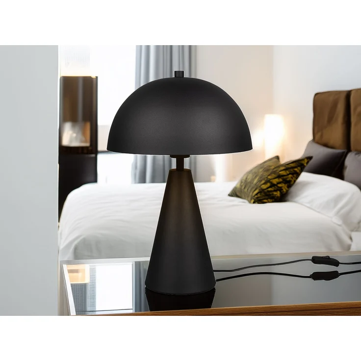 Große LED Tischleuchte in Pilzform aus Metall Schwarz, Höhe 43cm – Bild 1