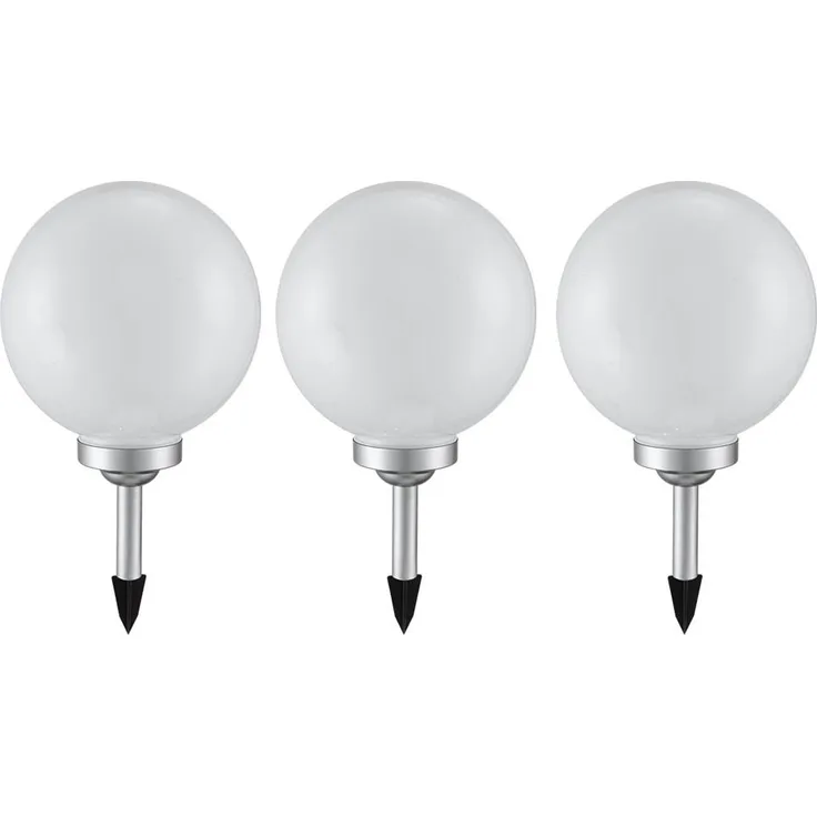 3er Set Steckleuchte, 4x LED, Kugel weiß, DMxH 20 x62 cm