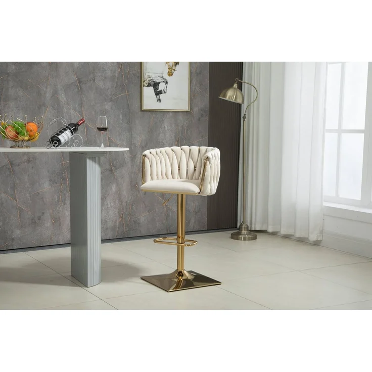 Odikalo Barhocker 2er Barstühle drehbar verstellbar mit Fußstütze Sockel Samt mehrfarbig, 57*43*70cm – Bild 4