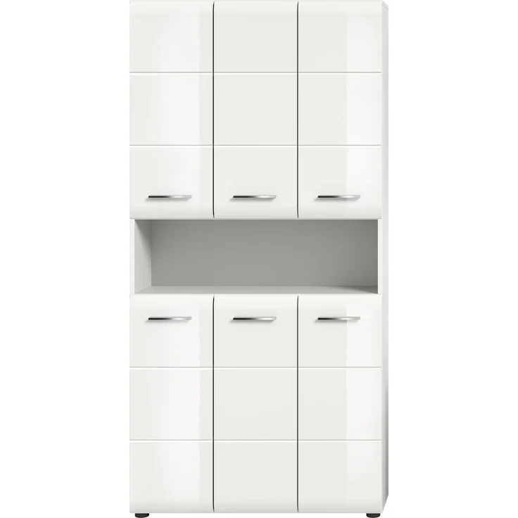Badstandschrank (B/H/T: 90x185x30 cm) in weiß hochglanz tiefzieh – Bild 2