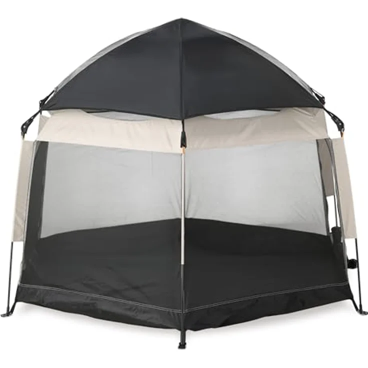 Deryan Up-To-Go pop-up reisebett & kinderbox – Tragbare Strandmuschel für Babys & Kleinkinder – faltbar mit matratze & tragetasche, 150 x 170 x 125 cm – Sand – Bild 7