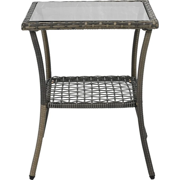 Balkonset mit 1 quadratischem Glastisch und 2 Schaukelstühlen, 3-tlg, Loungeset, Gartenmöbel, Metallrahmen, Polyrattan – Bild 9