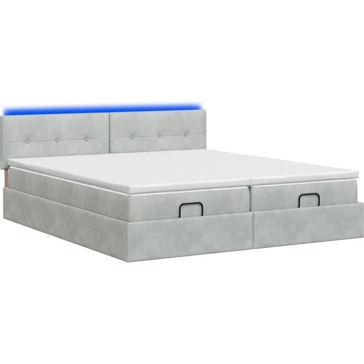 vidaXL Ottoman-Bett mit Matratze und LED Hellgrau 180 x 200 cm Samt 3457332 – Bild 9