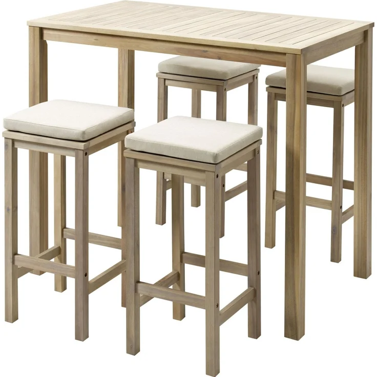 iWerk Hochtisch Set inkl. Outdoor Kissen Bar Set Sitzgruppe Gartenbar Barhocker – Bild 2