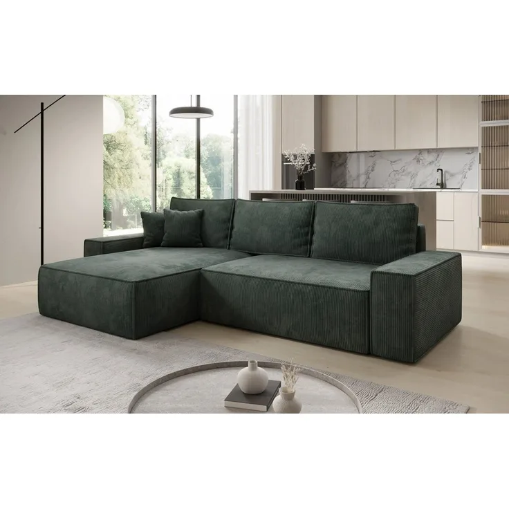 Luxusbetten24 Schlafsofa Designer Sofa Lunaro in Cord, mit Stauraum und Schlaffunktion