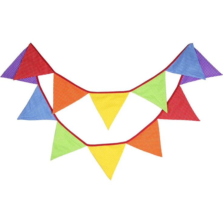 Doppelseitige Wimpelkette aus Stoff, 3,3 m dreieckige florale Wimpelkette mit 12 floralen Wimpeln, Baumwolle Shabby Chic Girlande für Schlafzimmer, Geburtstag, Teeparty-Dekorationen, Orange und Blau