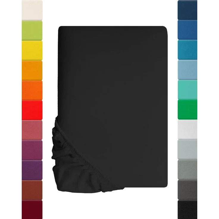 Kinder Jersey Spannbettlaken, Spannbetttuch, Lavea Serie Maya, 60x130 cm | 70x140 cm, Schwarz, 100% Baumwolle, hochwertige Verarbeitung, mit Gummizug – Bild 1