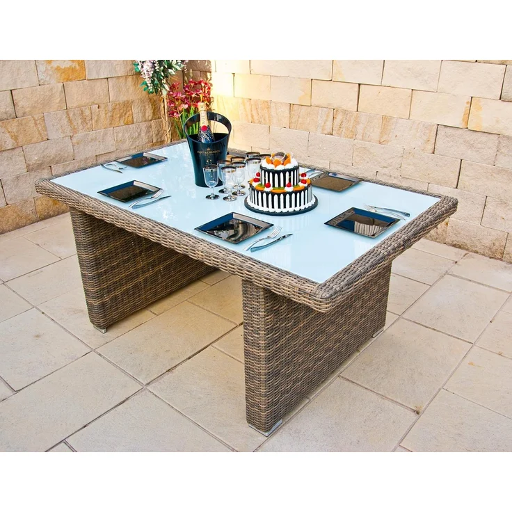 Ragnarök Möbel-Design Garten-Essgruppe Esstisch Set Kingchair, (Set, Polyrattan, Alu), Set bestehend aus 6 bequemen Sessel, 1 großem Tisch – Bild 7