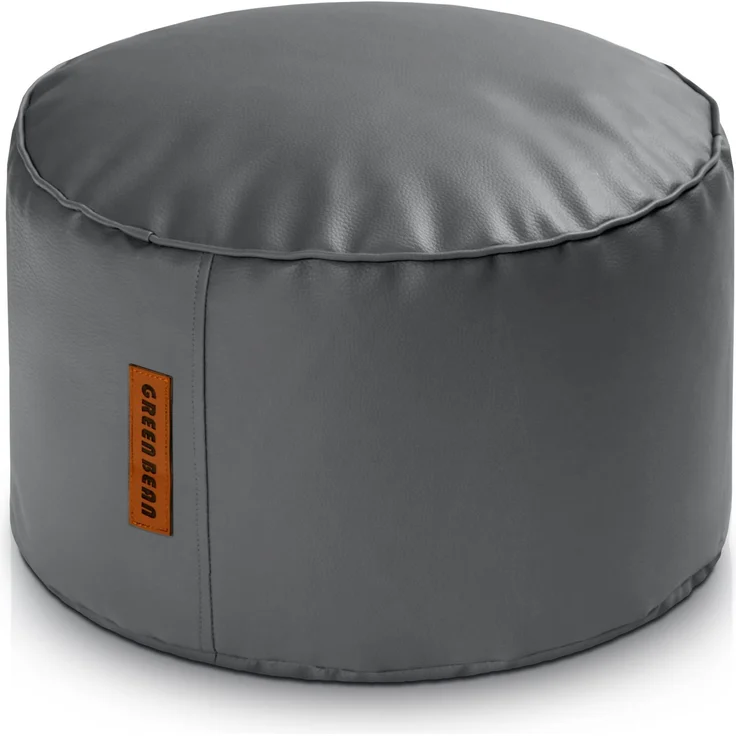 Green Bean® Sitzhocker aus Kunstleder - Pouf mit EPS Perlen Füllung - 43 x 30 cm - perfekte Ergänzung zum Sitzsack - Grau – Bild 1