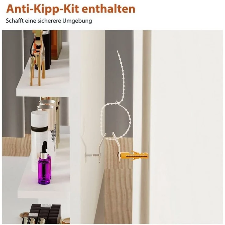 oyajia Schminktisch Frisierkommode mit Spiegel,1 Schubladen,3 offene Fächer, Modern (80 x 40 x 132 cm,Weißer, Frisiertisch mit Spiegel), modern, 1 Schubladen, Stauraum – Bild 4