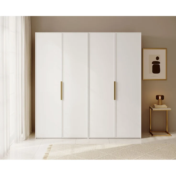 Selsey 'Frame' Kleiderschrank 4-türig mit 2 Kleiderstangen und Regalen, weiß 200 x 200 x 57 cm – Bild 2