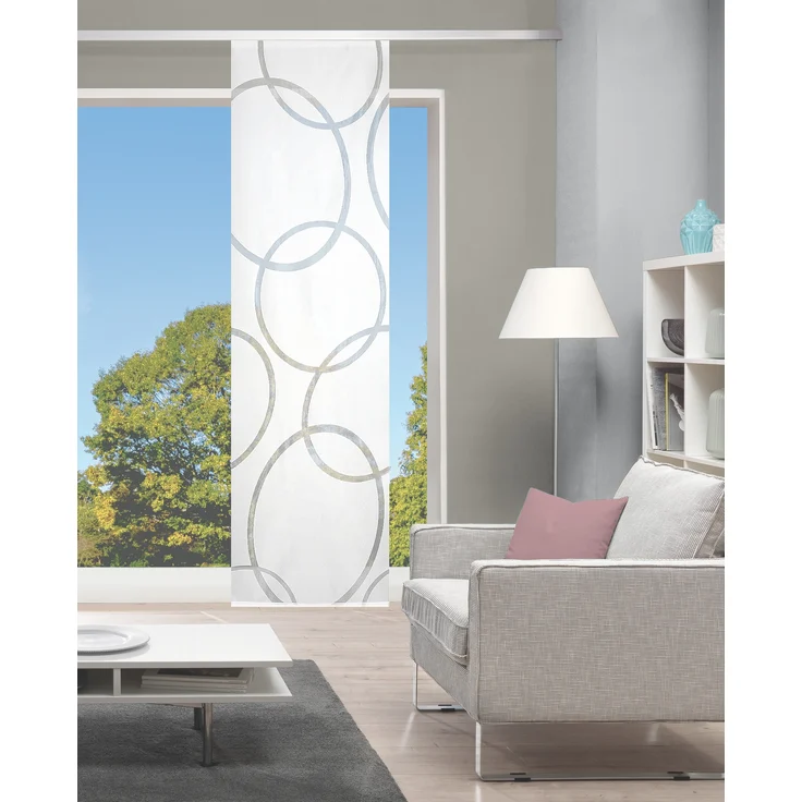 HOME WOHNIDEEN Pinale 145 X 57 cm 1x Schiebewand inkl. Paneelwagen + 1 Beschwerungsstange Weiss – Bild 2