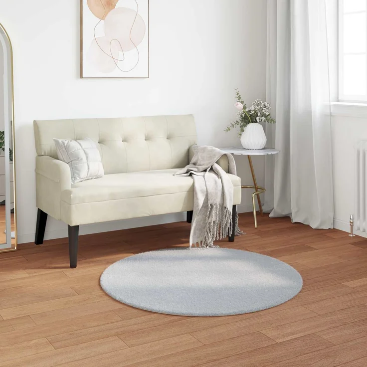 vidaXL Rutschfester Teppich aus Kunstkaninchenfell OLITE Grau Ø 80 cm 42021689 – Bild 1