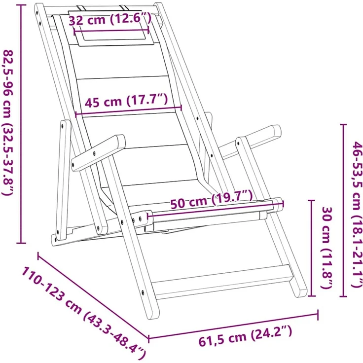 vidaXL Klappstuhl mit Armlehnen Taupe Akazienholz & Textilene 4108070 – Bild 10