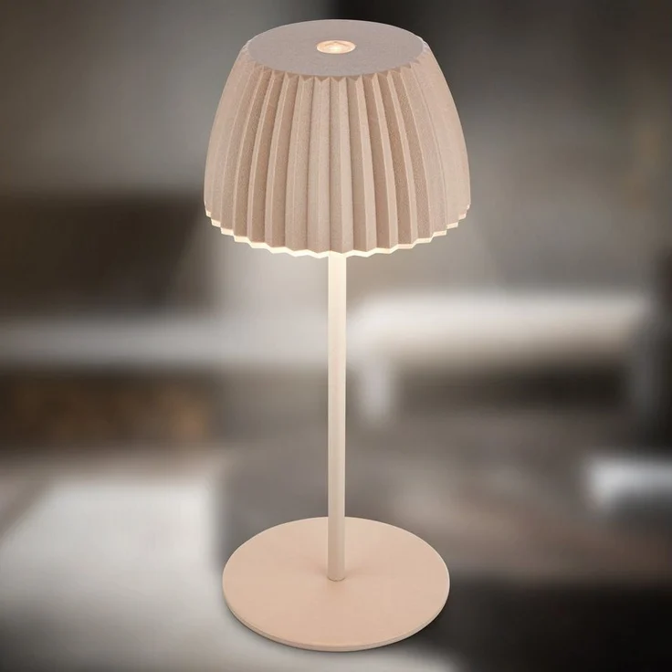 BRILONER - Riffle Mini LED Tischlampe kabellos IP44 mit Lichtkante, 8,5x20 cm, Touchdimmer, Akku tauschbar, Nachttischlampe, LED Lampe, Akku Lampe, German Design Award Winner 2025, Beige – Bild 2