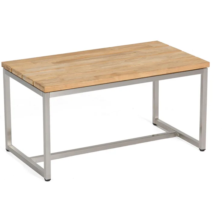 Sonnenpartner Sitzbank Skyline 80x45 cm Teakholz und Edelstahl Gartenbank