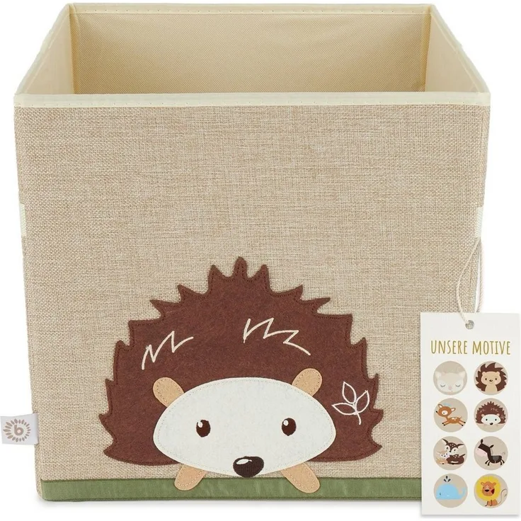 Staubox Spielzeugbox fürs Kinderzimmer, Igel, natur, 33 x 33 x 33 cm, von Bieco