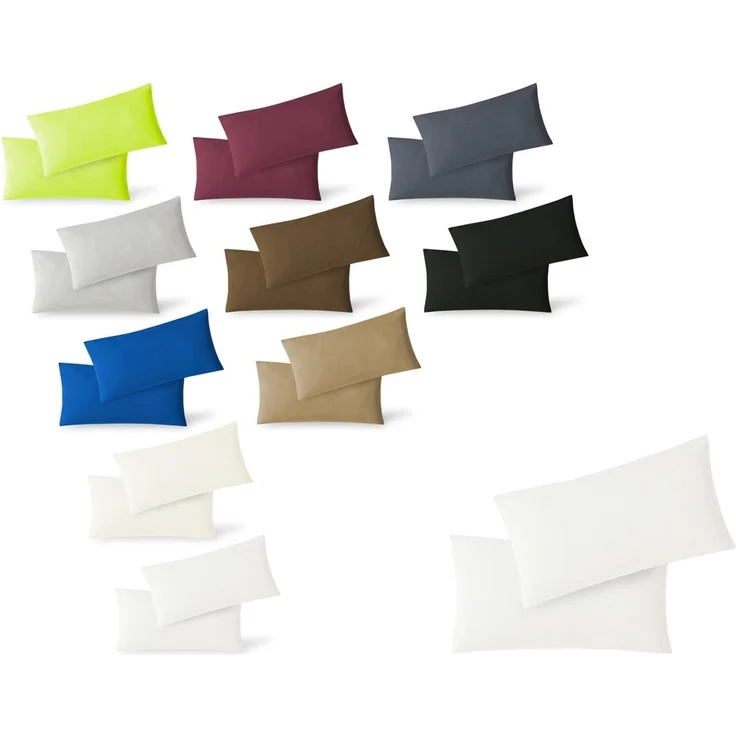 Jersey Kissenbezug, 2er Set, Baumwolle, Weiß, 40x80 cm – Bild 1