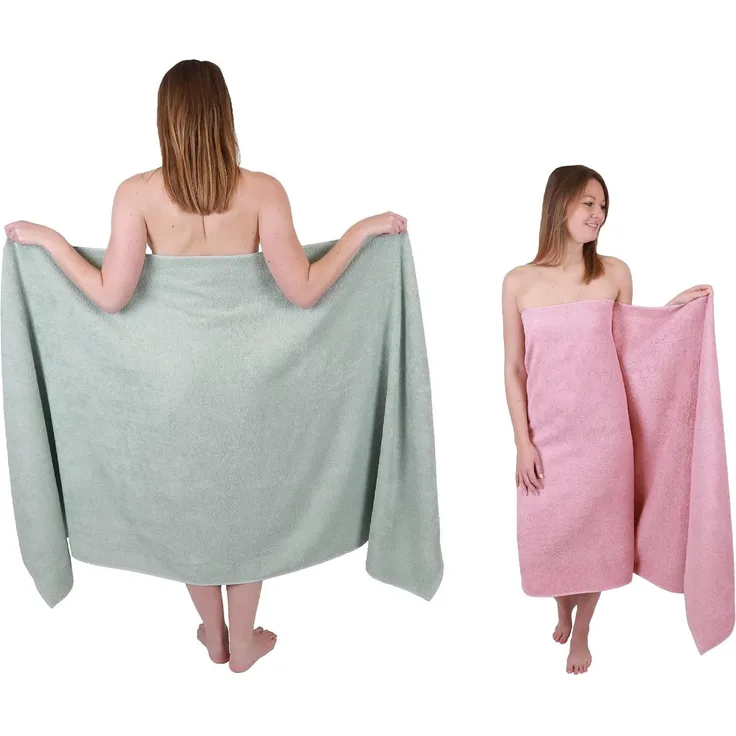 Betz Badetuch 2 Stück Badetücher groß XXL Berlin 100 x 200 cm Badetuch Saunatuch, 100% Baumwolle (2 Badetücher, 2-St), Farbe Jade-Lotus