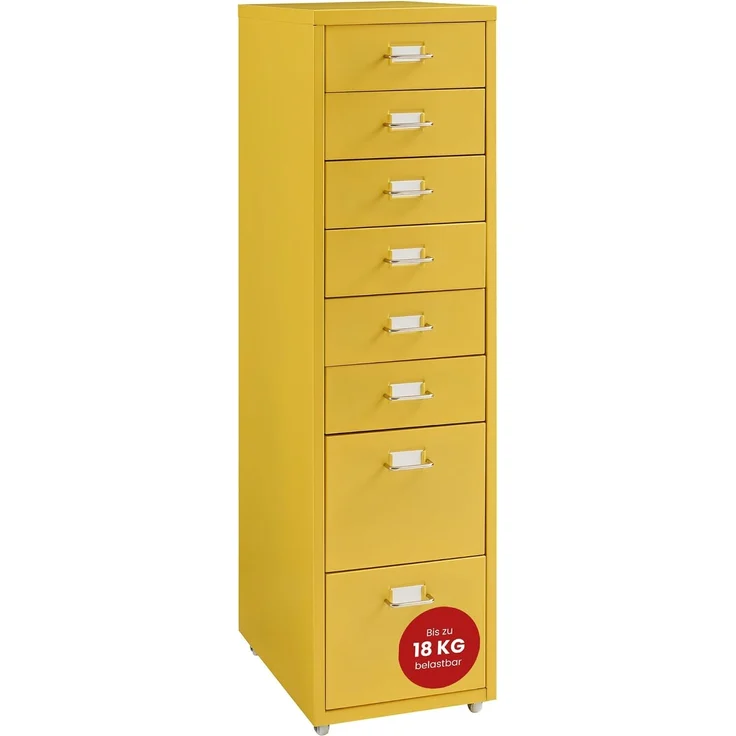 Rollcontainer Kökar mit 8 Schubladen 109x28x41 cm Gelb [en. casa] – Bild 1