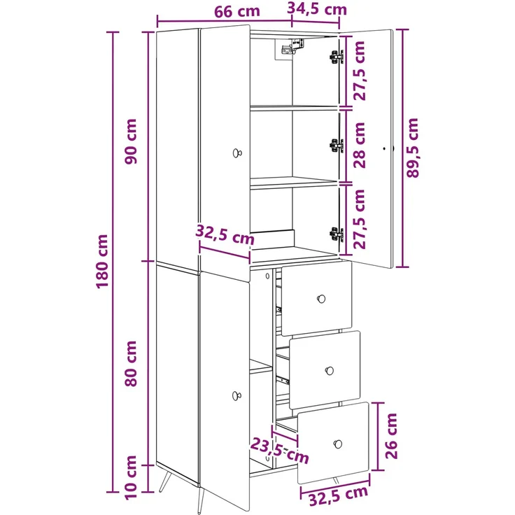 vidaXL Schrankset 2 pcs Hochglanz Weiß Holzwerkstoff 3416902 – Bild 8