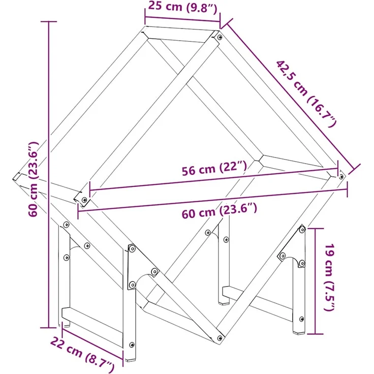 vidaXL Brennholzregal Olivgrün 60x25x60 cm Kaltgewalzter Stahl 864282 – Bild 10