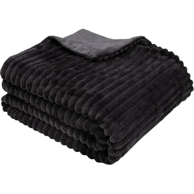 ZOLLNER Kuscheldecke flauschig aus 100% Polyester, 150x200 cm, Schwarz