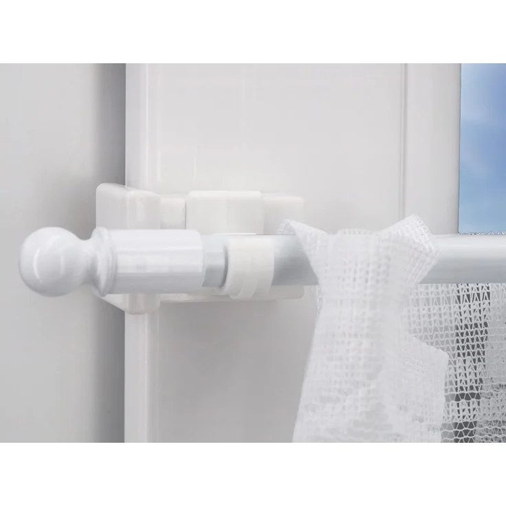 dekondo Klemmhalter für Gardinenstangen Fensterhaken/Dekohaken zum Einlegen von Gardinenstangen, weiß, für einen Klemmbereich (Rahmenstärke des Fensters/Fensterdicke) von 10-27 mm, (4-St), oben oder seitlich am Fenster zu befestigen – Bild 8