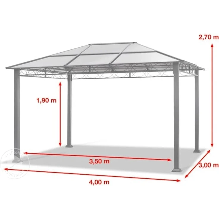 Gartenpavillon 3x4 m wasserdicht ALU DELUXE Pavillon mit 4 Seitenteilen Partyzelt in taupe lichtdurchlässiges PC Dach – Bild 9