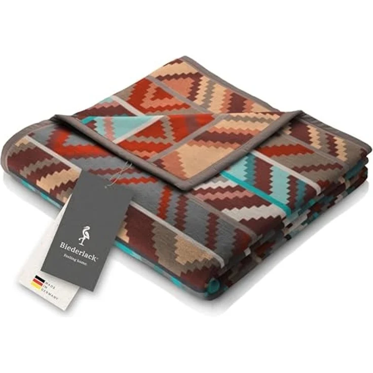 Wohndecke Ethno Prisma, Ethno-Kuscheldecke in 150x200 cm, Biederlack, Decke aus Baumwollmischgewebe, Made in Germany – Bild 1