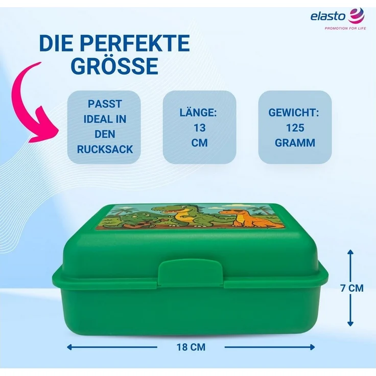 elasto Lunchbox Dino Motiv Brotdose mit Trennschale - Kinder Vesperbox für die Schule – Bild 1