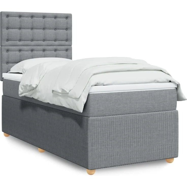 vidaXL Boxspringbett mit Matratze Hellgrau 80x200 cm Stoff 3294197 – Bild 1