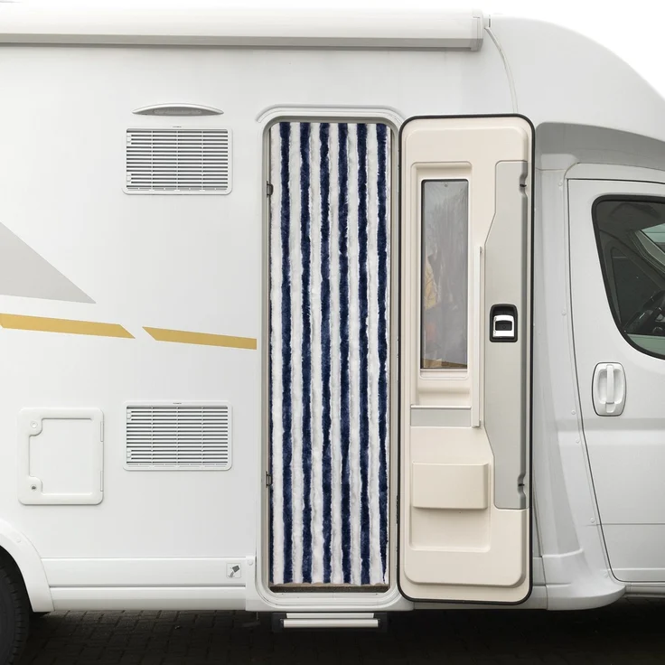 Moritz Flauschvorhang aus Chenille 56 x 185 cm blau weiß Türvorhang als Fliegenschutz Insektenschutz für Camping Wohnwagen – Bild 6