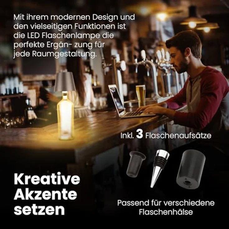 AddLiving LED Akku-Tischleuchte grau, dimmbar mit 3 Lichtfarben und IP44 Schutz für den Innen- und Außenbereich – Bild 8