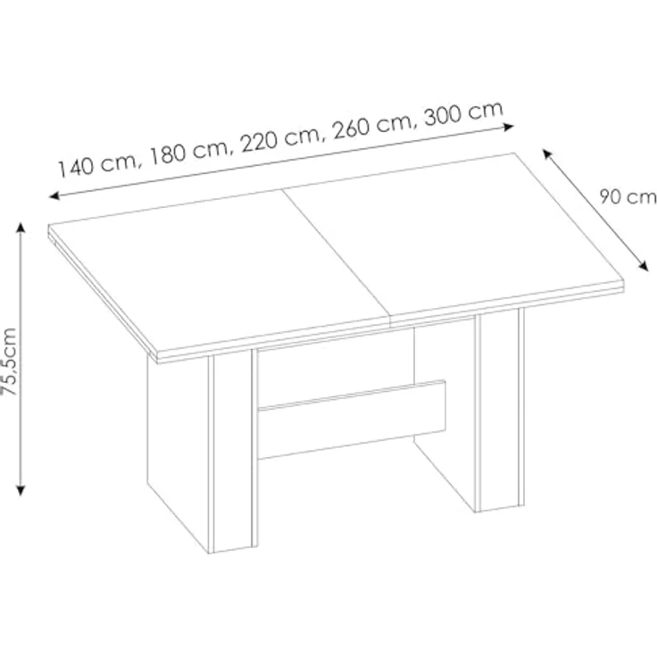 designimpex Esstisch Design WM-999 Eiche Riviera ausziehbar 140 - 300 cm – Bild 7