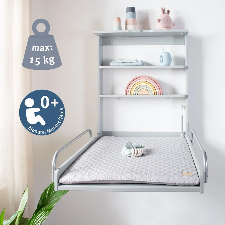 roba Wandwickelregal & Wickelauflage 'roba Style' grau - klappbar & platzsparend - Taupe / Grau – Bild 8