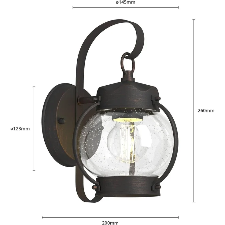Lindby Außen-Wandleuchte Gerlo, Metall, Braun IP23, 1 x 60 W – Bild 6