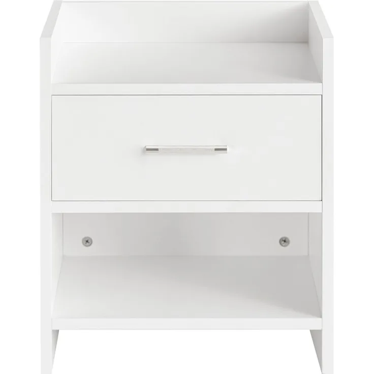 SoBuy Nachttisch Nachtschrank Beistelltisch mit 1 Schublade und 2 Ablagen, weiß, BHT ca. : 38 x 45 x 35 cm