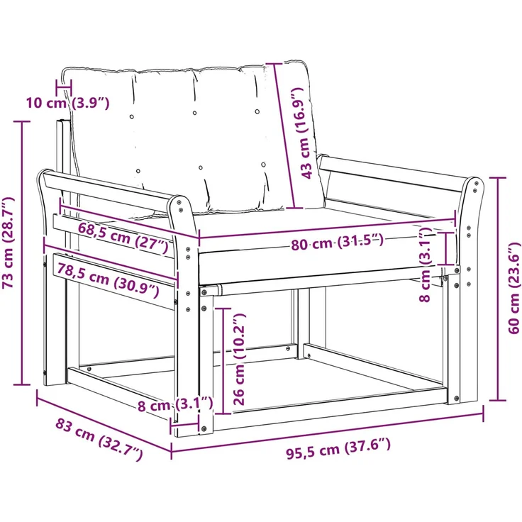 vidaXL Outdoor-Sofagarnitur Massives Akazienholz und Textilene Weiß 3439065 – Bild 9