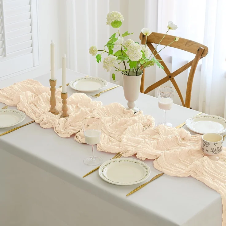 1 Stück – Tischläufer im böhmischen Stil, Käsetuch, 35x120 Zoll, Deko für Feiern, Beige – Bild 5
