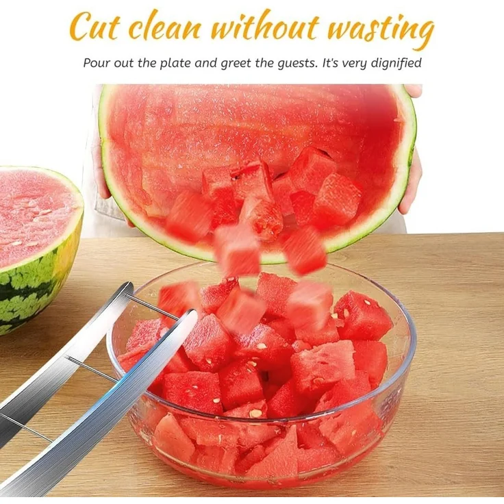 FELIXLEO Obstschneider Wassermelonen Schneider Edelstahl Melonen Wuerfel Messer, (1-tlg) – Bild 3