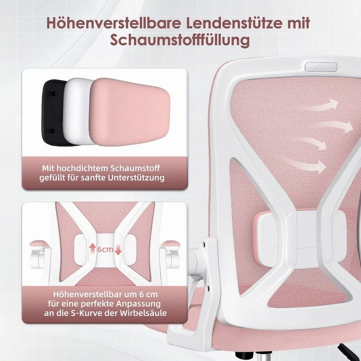 Adormii Bürostuhl Ergonomischer Bürostuhl mit klappbaren Armlehnen und Rückenlehnen (Drehstuhl mit Drehbare, höhenverstellbarer Kopfstütze, geräuscharme Rollen, 90°-135° Wippfunktion Bürostuhl, belastbar bis 150kg, Netz atmungsaktiv, Chefsessel), Leise... – Bild 2