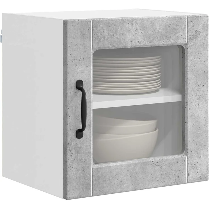 vidaXL Wandglas-Schrank PORTO 2 stk. Betongrau 40 x 31 x 40 cm 885192 – Bild 3
