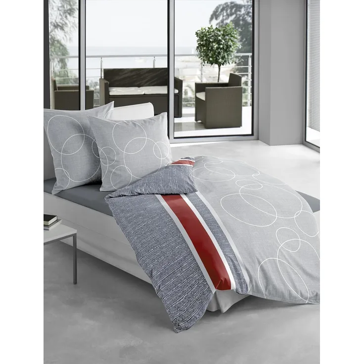 Bierbaum 6230_08 Mako-Satin-Bettwäsche Dessin 155x220 cm + 80x80 cm, grau