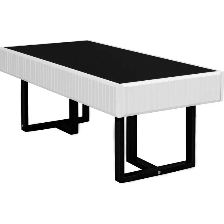 Couchtisch mit hochglänzender Tischplatte & Metallgestell, 110x50,5x41 cm, Schwarz/Weiß – Bild 7