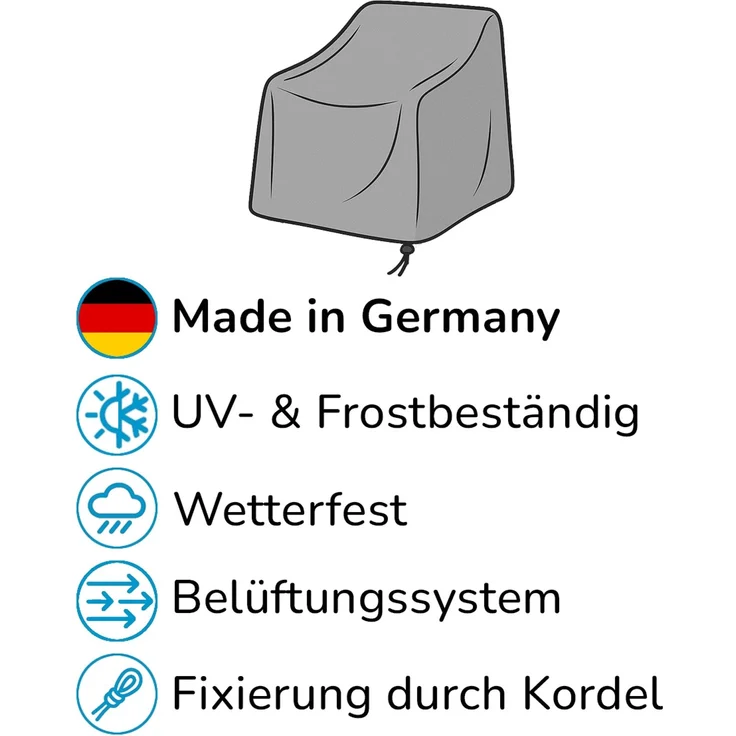 Pegaso Schutzhülle für Gartensessel, Polyester grau, 68 x 83 x 68 cm – Bild 3