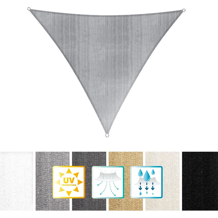 Lumaland Sonnensegel Sonnensegel dreieckig 5x5x5 m, Wetterbeständig, 100% HDPE mit Stabilisator für UV Schutz