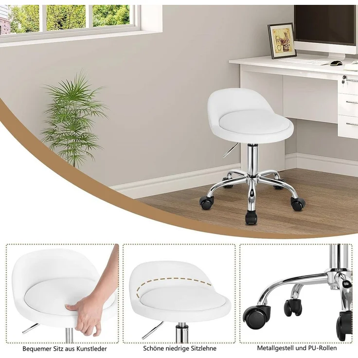 Woltu Bürostuhl, mit Rollen Drehhocker höhenverstellbar Sitzhöhe 43-54,5 cm – Bild 4