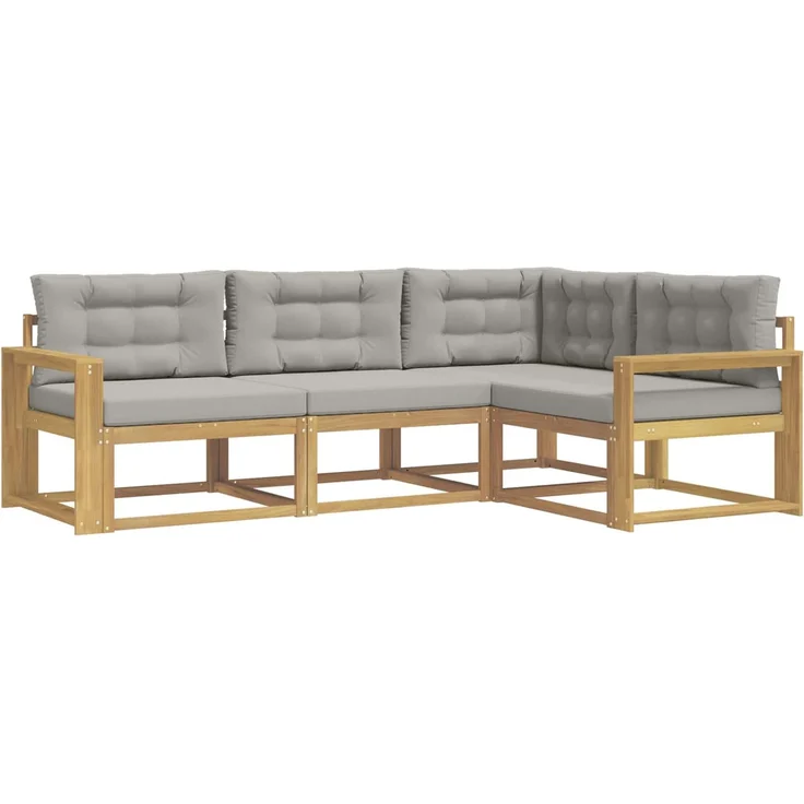 vidaXL Outdoor-Sofagarnitur 4 stk. Weiß und Hellgrau 3386380 – Bild 2
