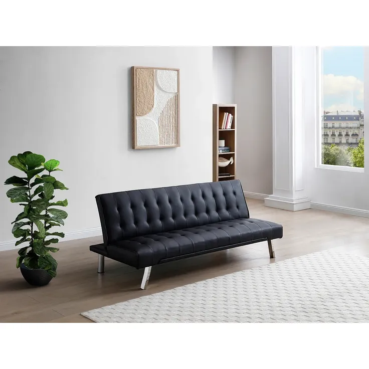 Vente-unique - GUILLAUME Sofa Kunstleder Schwarz - B 78 cm x H 74 cm x L 177 cm